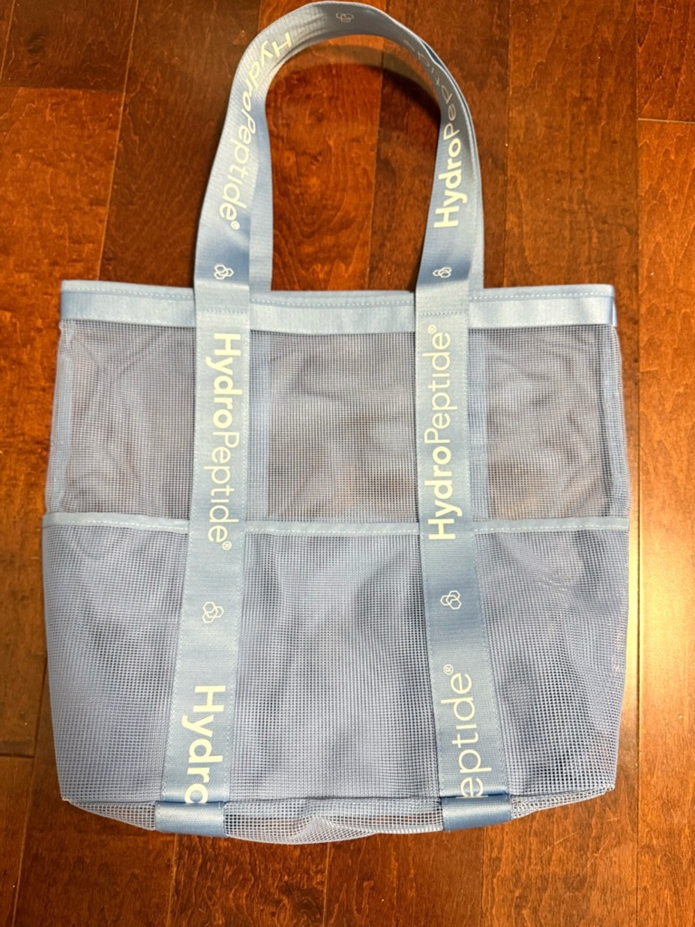HydroPeptide Pale Blue Mesh Carryall Tote